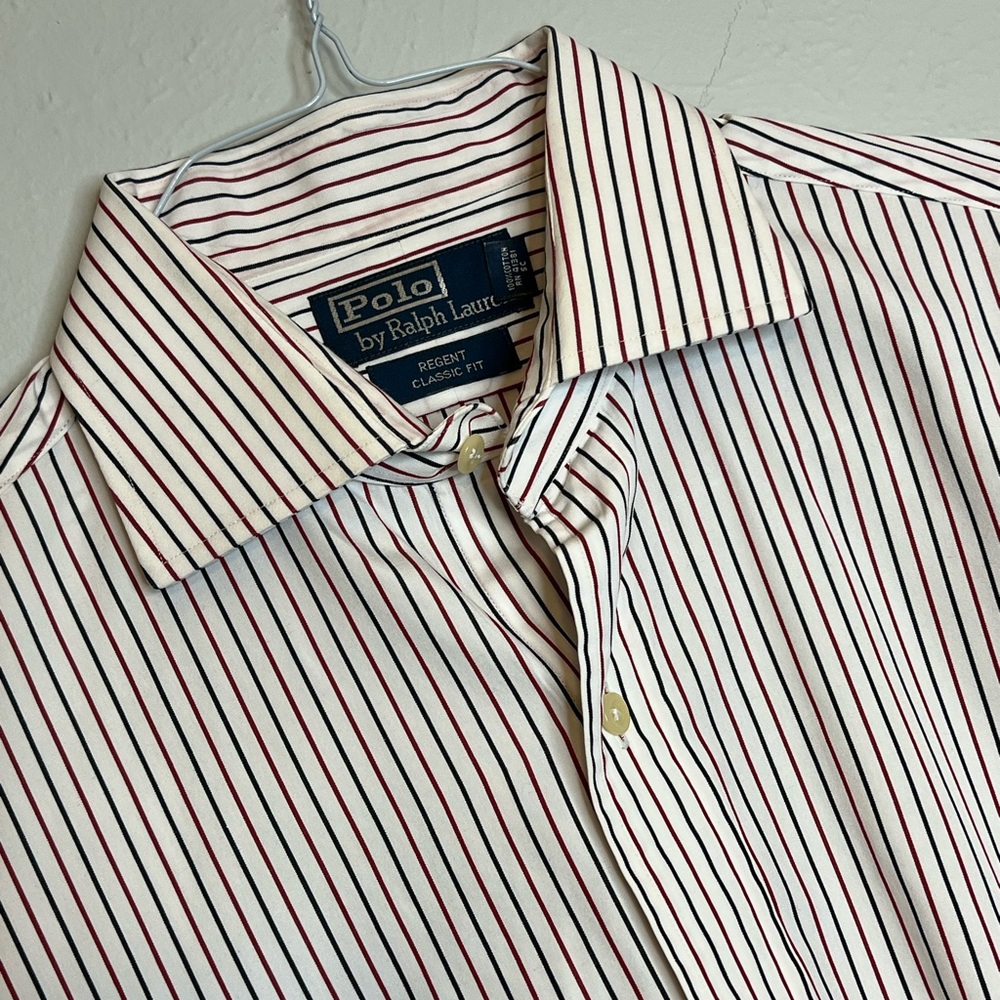 Polo By Ralph Lauren Men's 15.5 32/33 Regent Classic Long Sleeve Striped Shirt